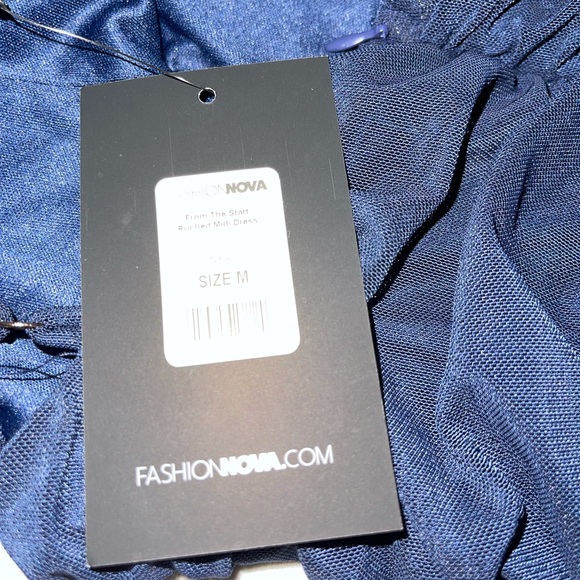 Ruched spaghetti strap navy dress - Picture 5 of 5